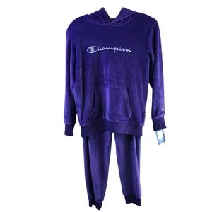 Champion Shirts Tops Champion Track Suit Youth Girls 4 Large Purple Velour 2 Piece Hoodie Jogger Poshmark